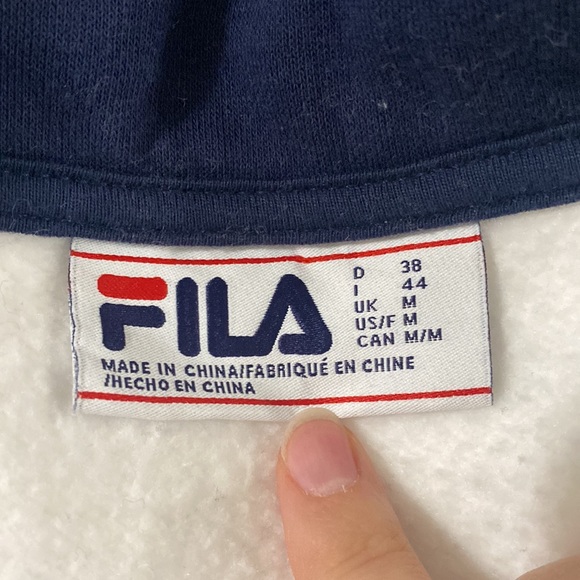 Fila spell out logo embroidered quarter zip sweatshirt pullover in white size M - Picture 9 of 14
